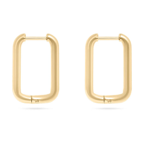 18K Gold Pvd Rounded Rectangle Everyday Huggie Earrings