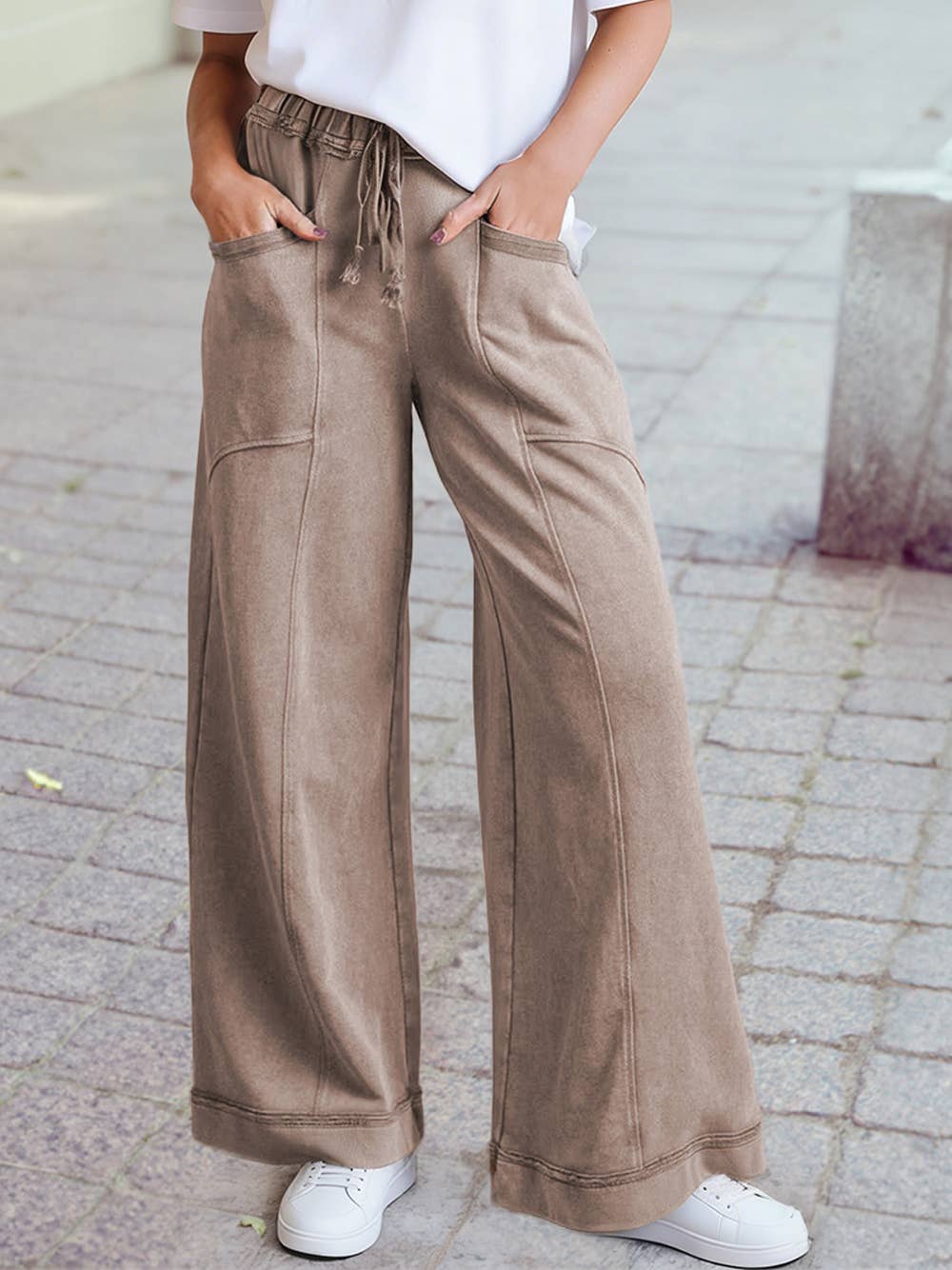 Mineral Wash Drawstring Retro Loose Pants