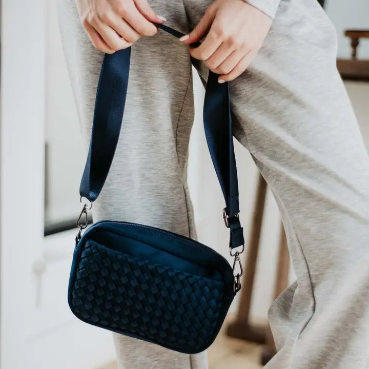 Navy Woven Crossbody Bag