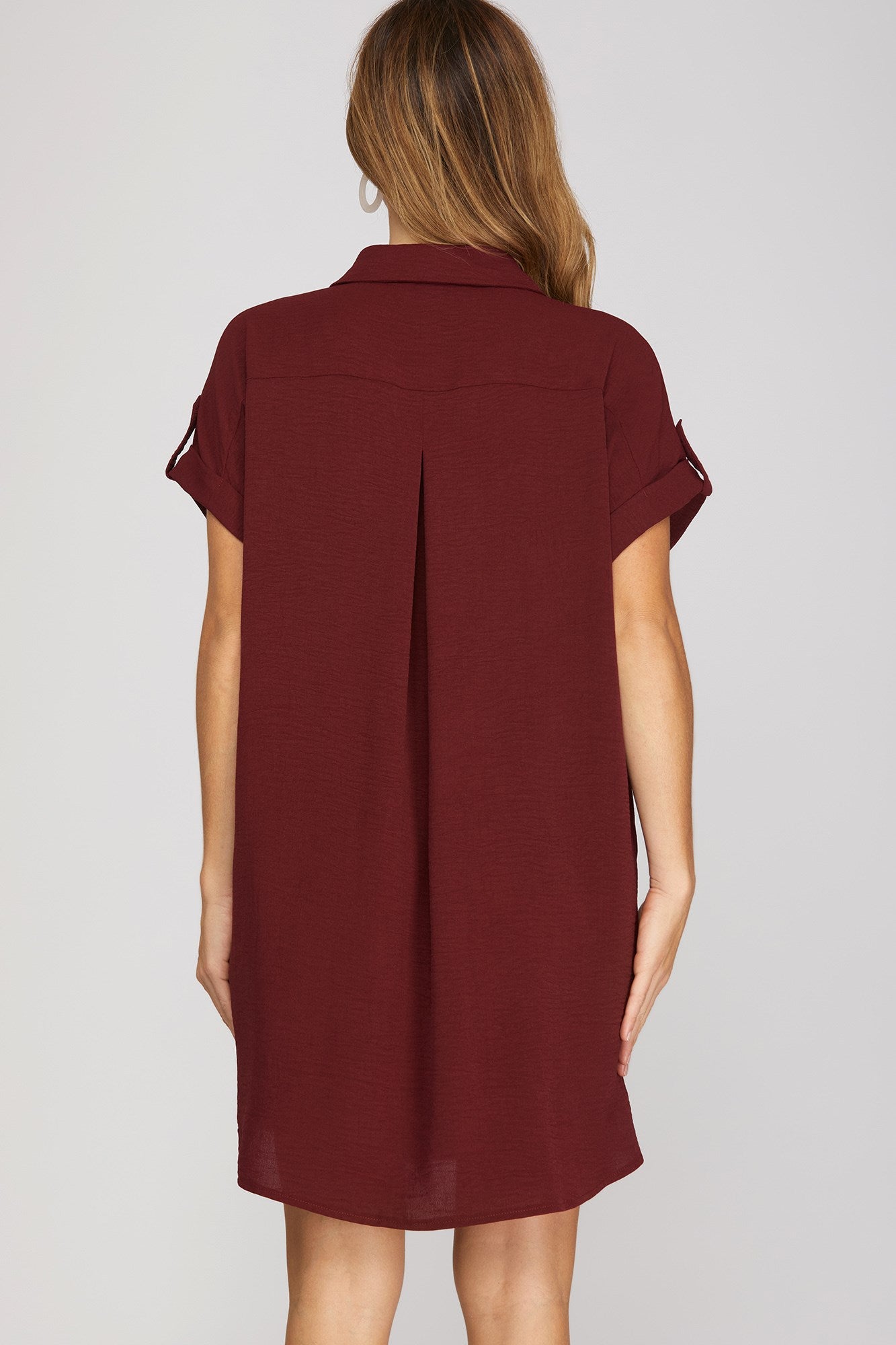 Drop Shoulder Button Up Woven Dress