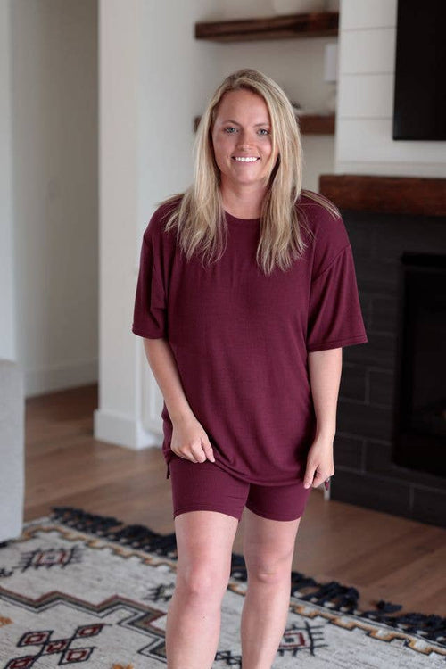 Biker Short & Top Set - Maroon