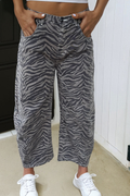 LAS Zebra Stripe Printed Wide Leg Jeans