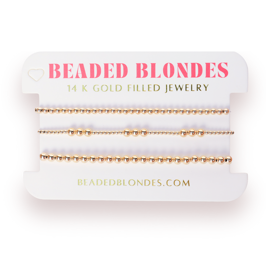 ILY + 3MM + 4MM Bracelet Stack in Gold