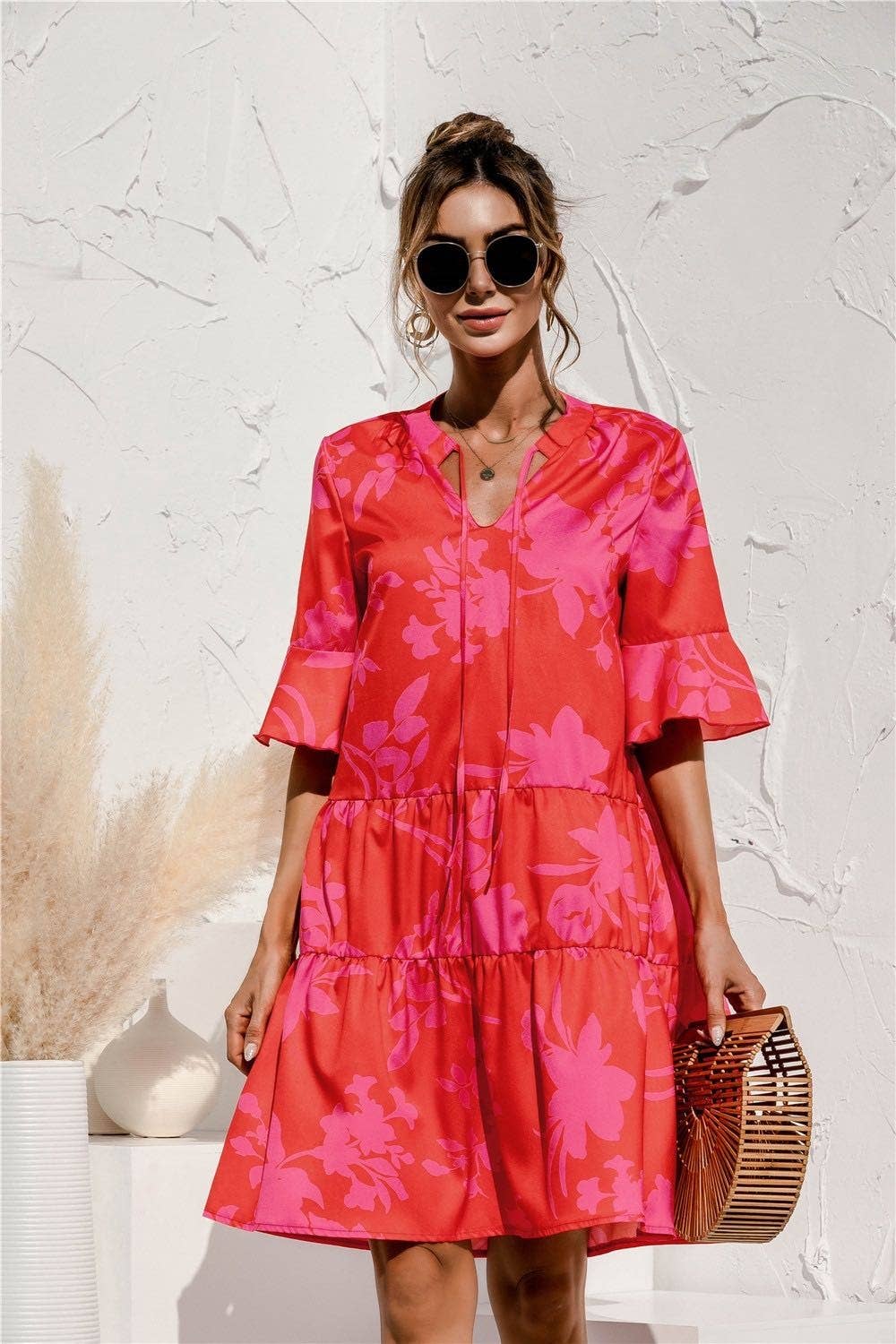 Tiered Short Sleeve Spring Dress