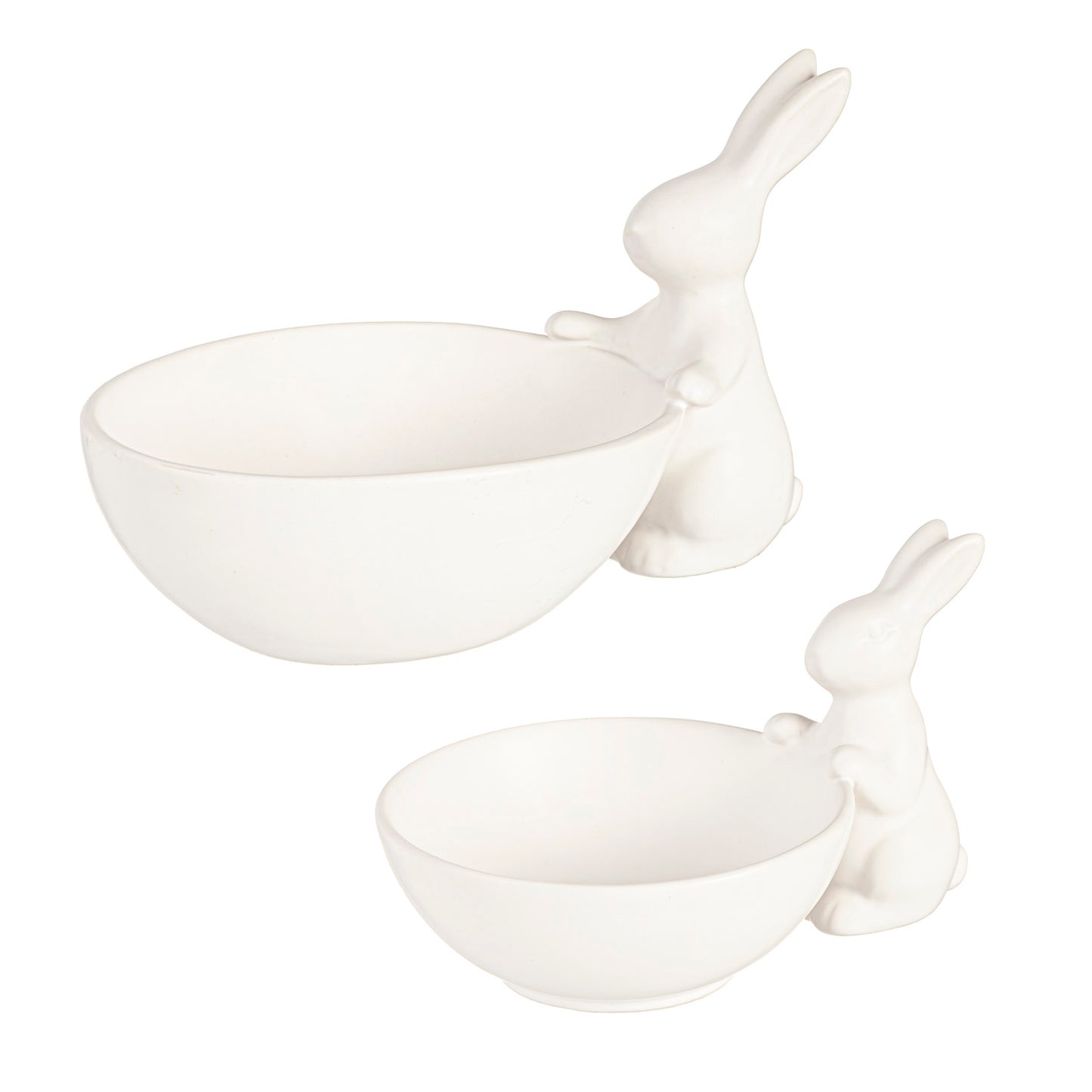 Ceramic Bunny with Bowl, Set of 2