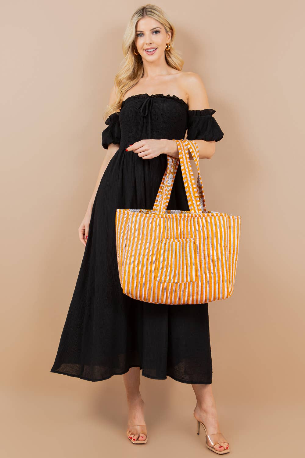 Quilted Tote Bag YELLOW