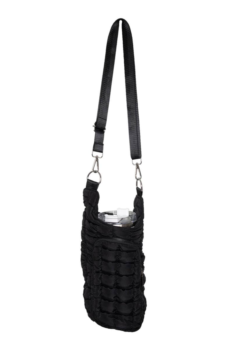 Black Quilted Tumbler Carrier Bag Gifts for Grads