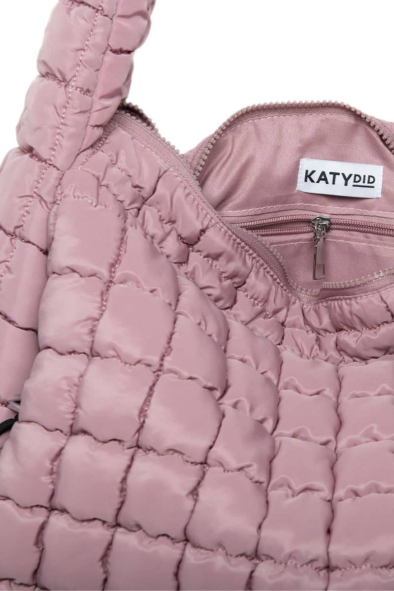 Mauve Quilted Hobo Tote Bag
