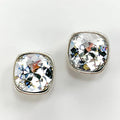 Pink Panache Austrian Square Crystal Post Earring, 10mm CLEAR SILVER