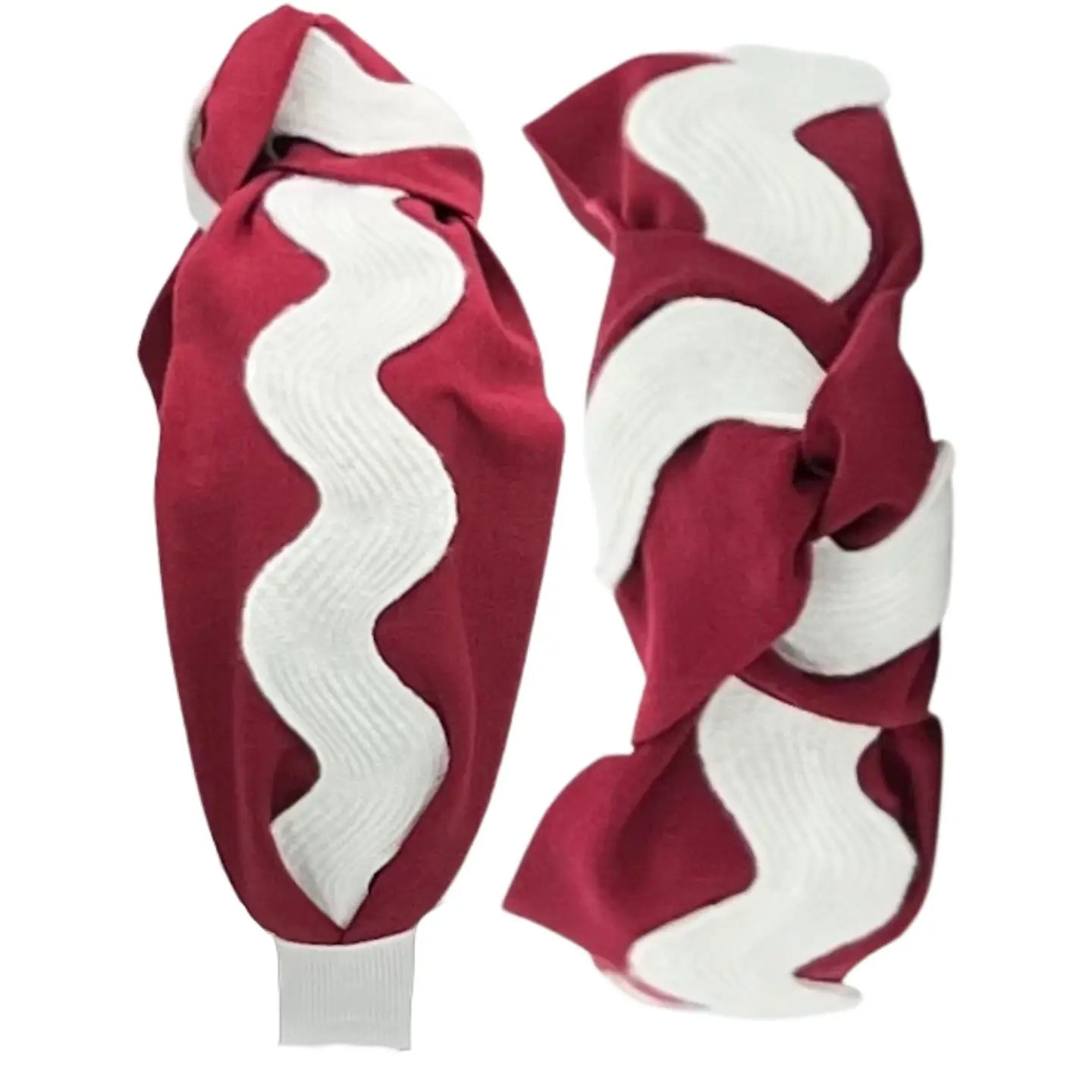 White Ric Rac on Maroon Headband