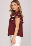 Ruffle Sleeve Game Day Woven Top