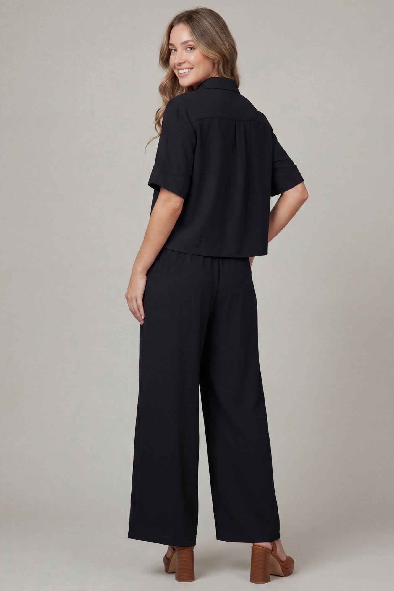 Short Sleeve Button Down Pants Set