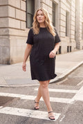 SHORT SLEEVE ANIMAL KNIT DRESS WITH POCKETS