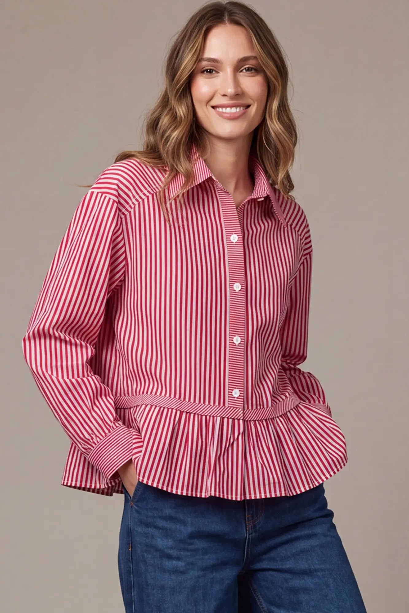 Long Sleeve Red Stripey Top