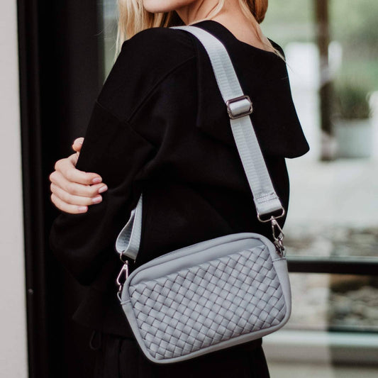 Gray Small Woven Crossbody Bag