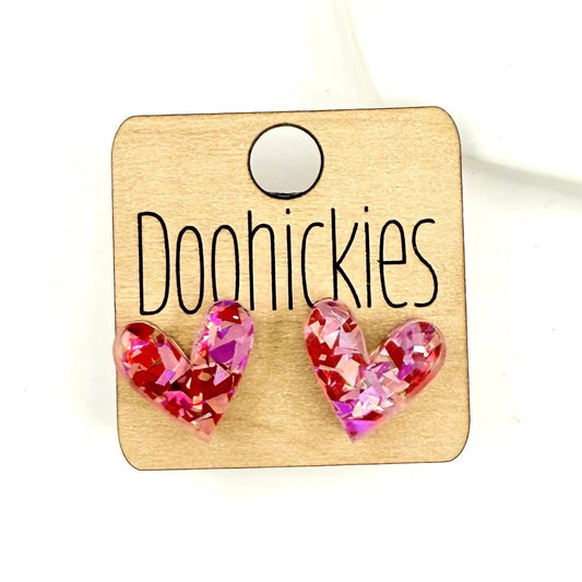 Doohickies Red & Pink Glitter Studs