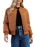 Quilted Puffer Walnut Bomber Jacket