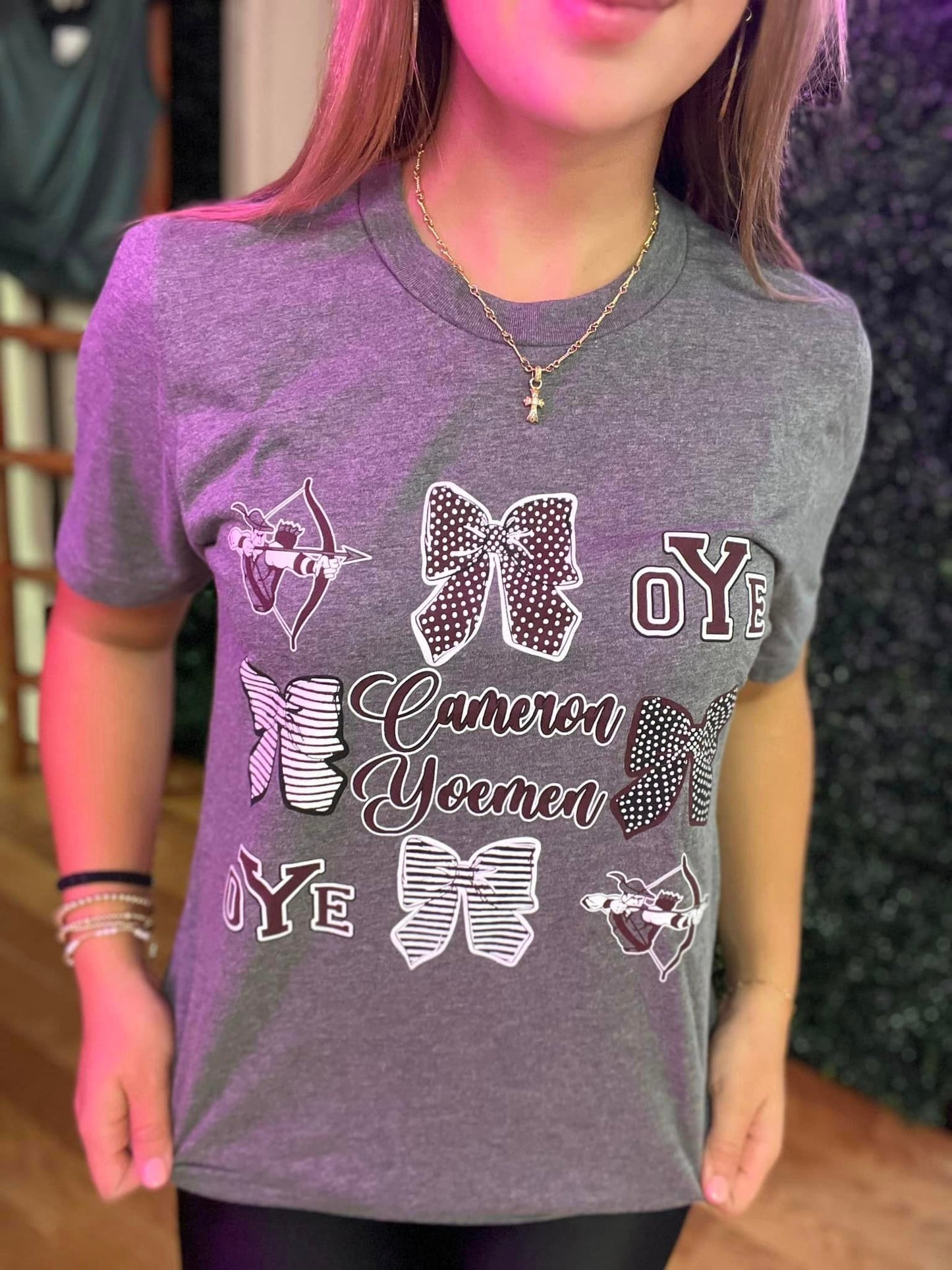 Cameron Yoemen Mascot & Bows Tee Youth & Adult