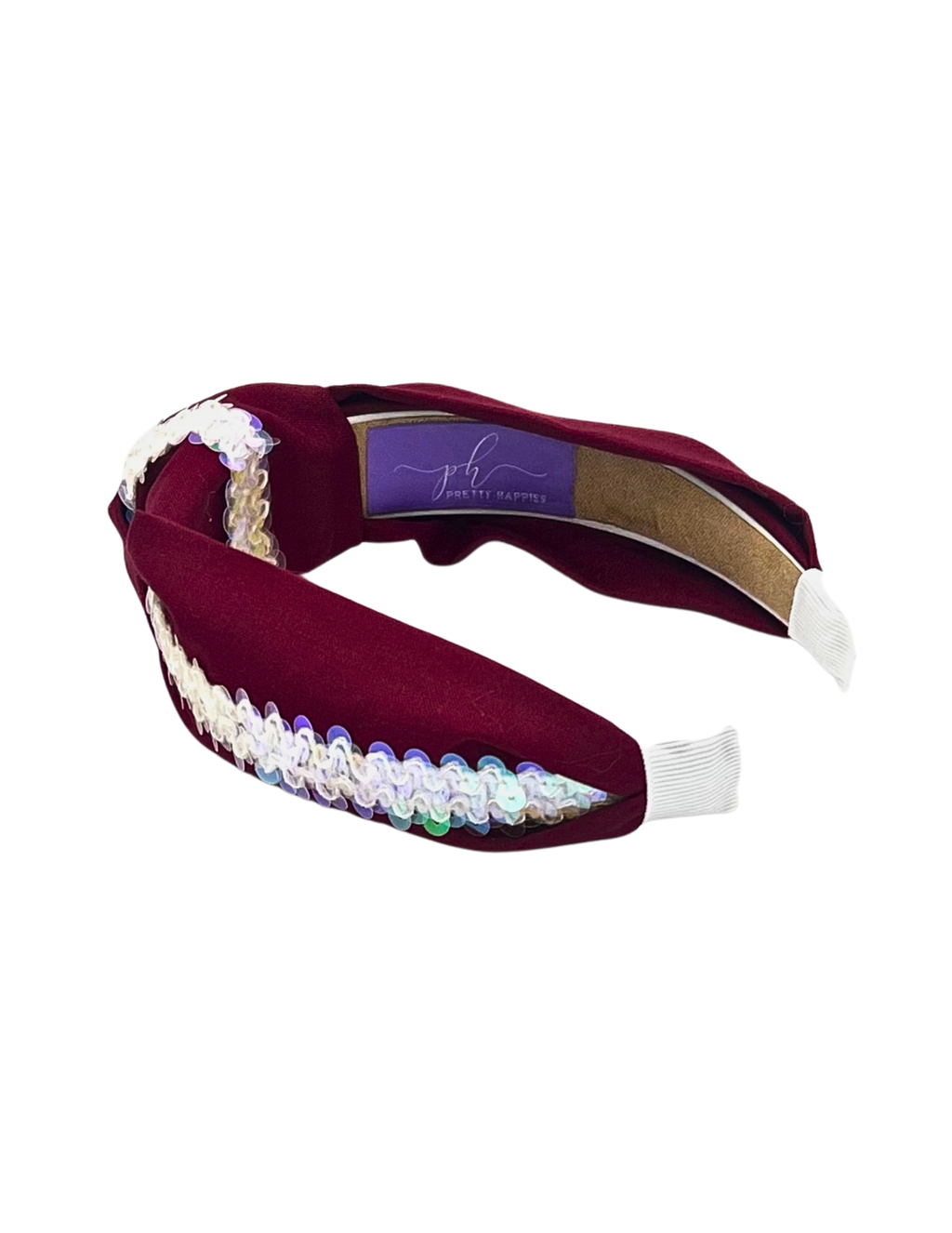 White Sequin Ribbon on Maroon
