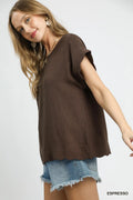 Scallop Hem Linen Espresso Blend Top