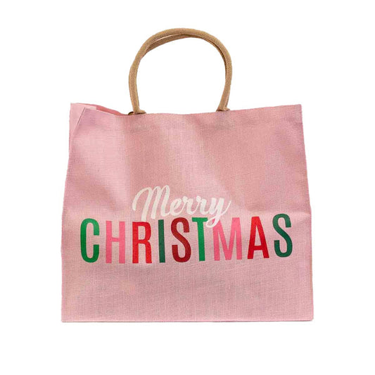 Merry Christmas Candy Carryall Tote   Pink/Multi