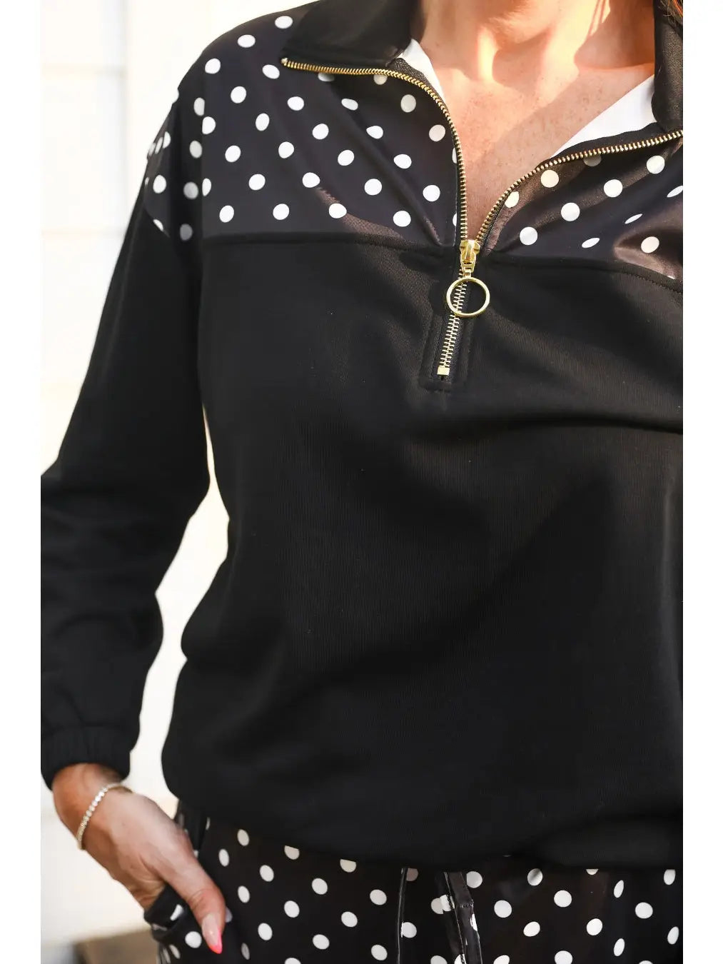 After Dark Black Polka Dot Mia Printed Pullover