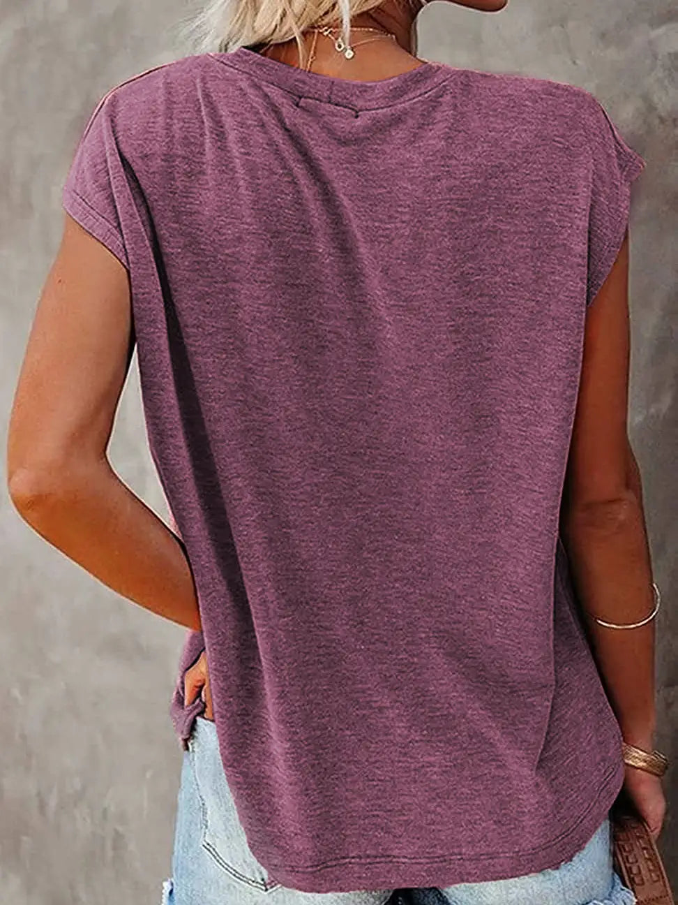 Short Cap Sleeve Shirts Solid Loose Fit Top