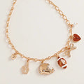 Football Bow Heart & Pearl Charm Necklace