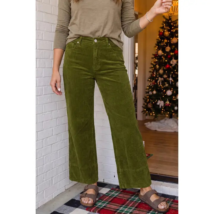 Corduroy Holiday High Waist Wide Leg Pants