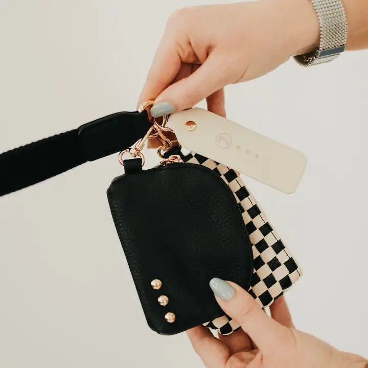 Black Checkered Wristlet