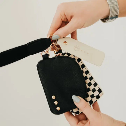 Black Checkered Wristlet