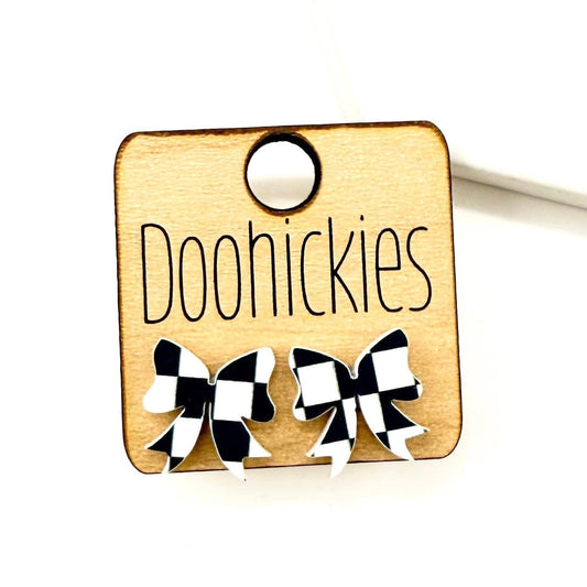 Doohickies Checkered Bow Stud Earrings