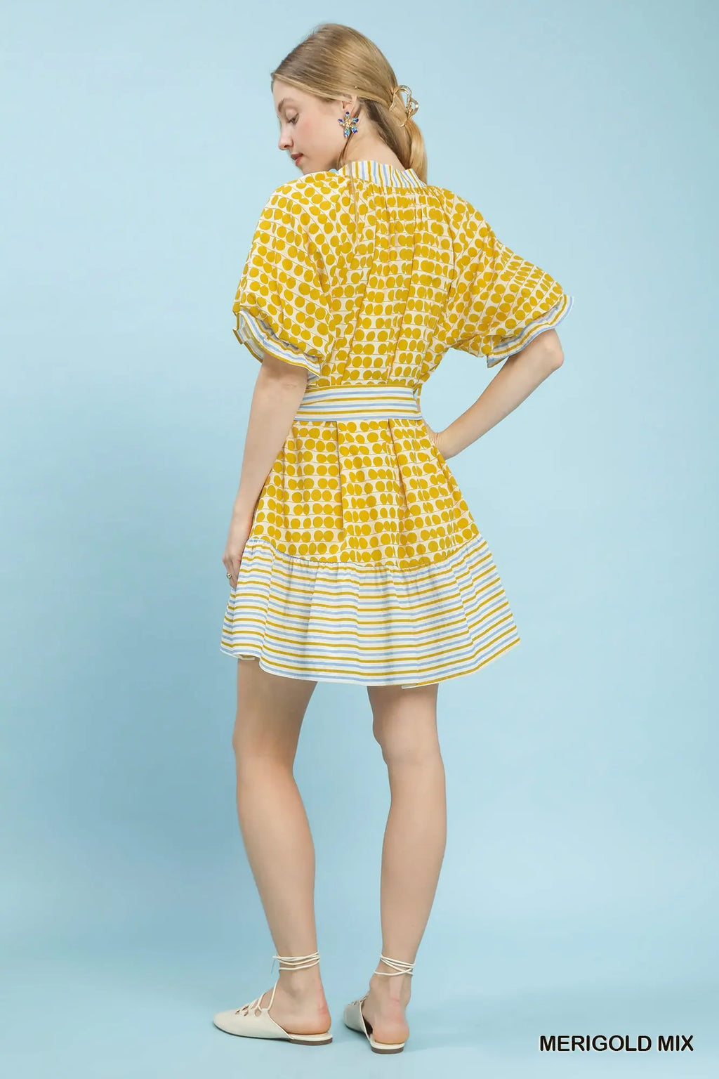 Mix Printed Merigold Short Sleeve Dress