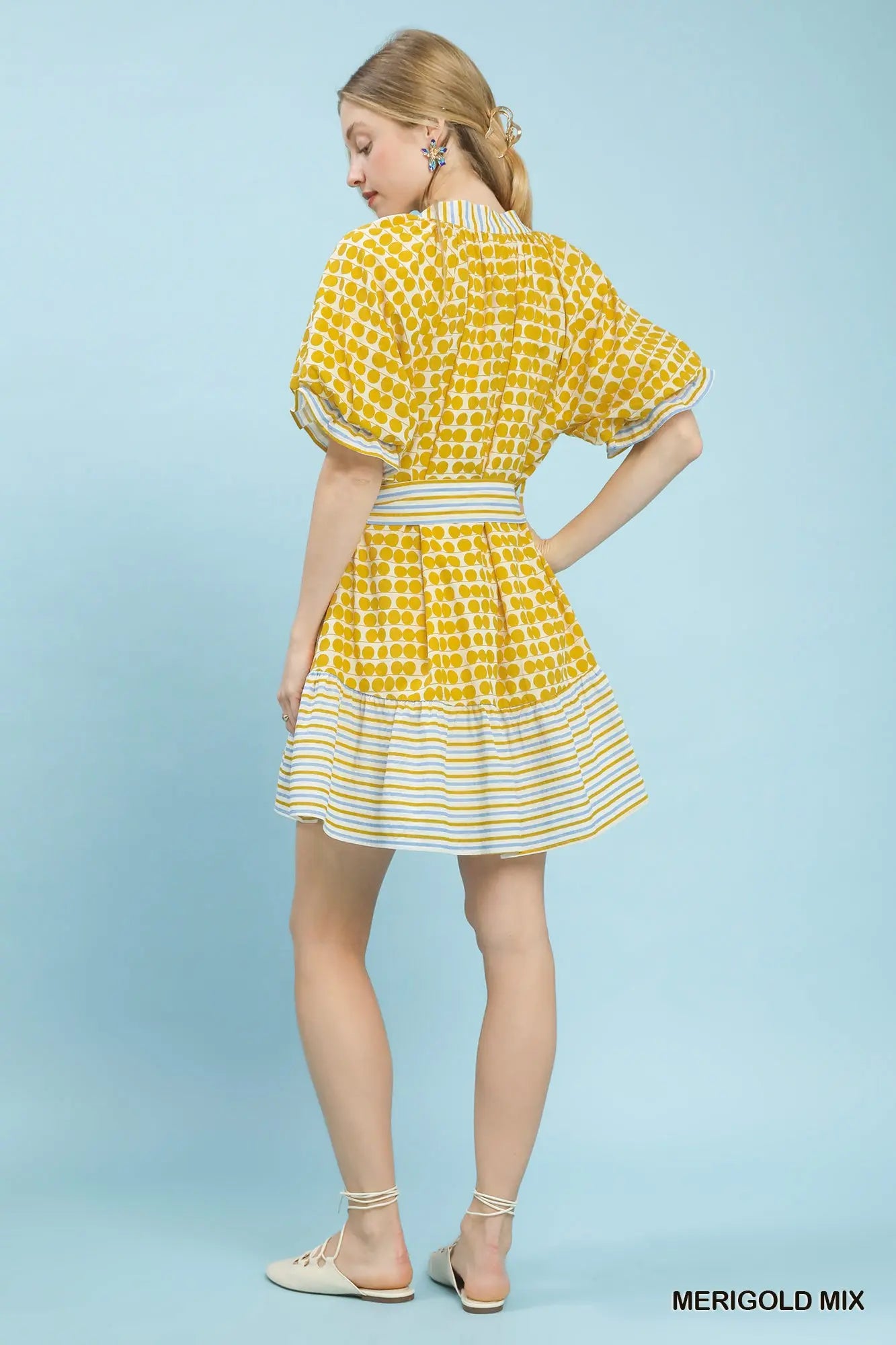 Mix Printed Merigold Short Sleeve Dress