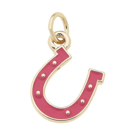 Enamel Fuchsia Horseshoe Charm