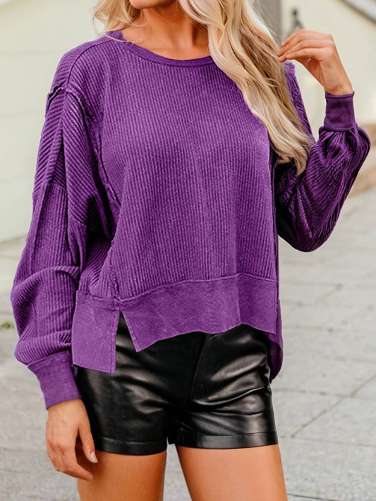 Ribbed Drop Shoulder Sweatshirt