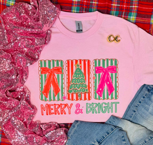 Merry & Bright Pink Tee