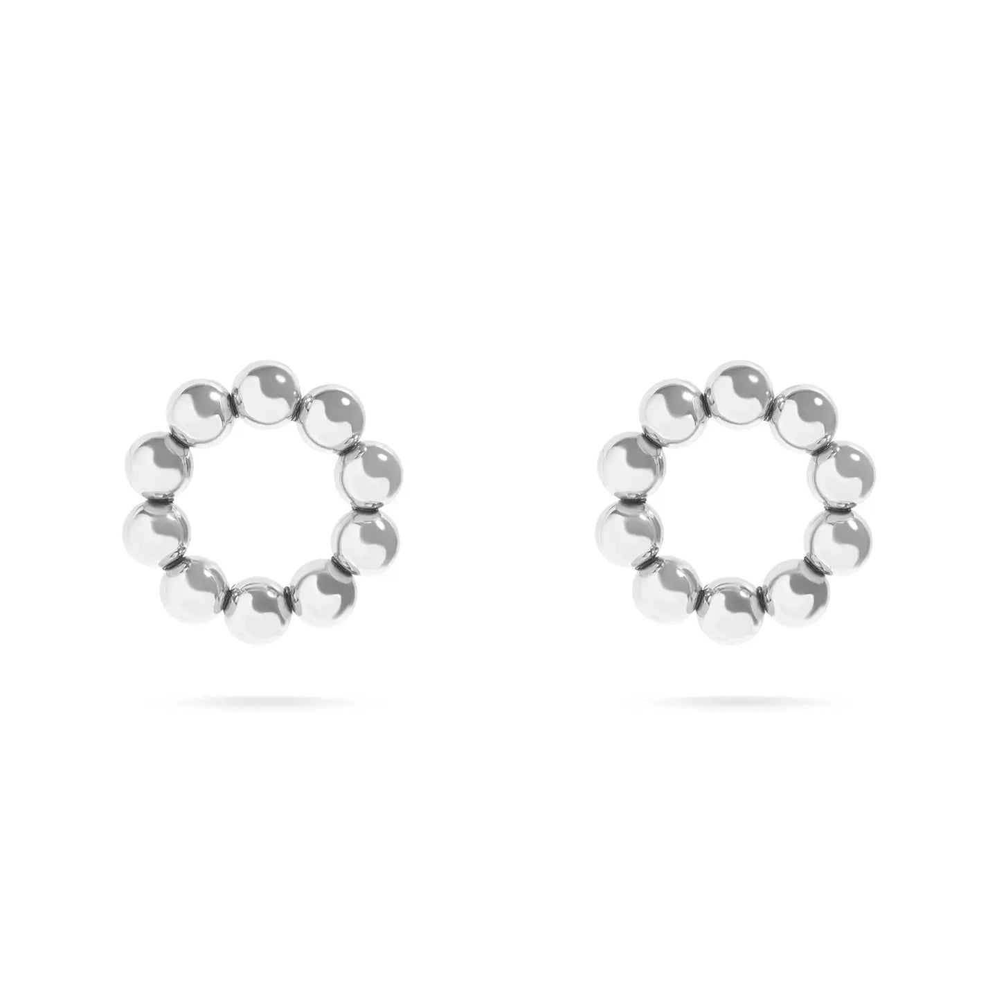18K 15mm Stainless Steel Circle Ball Stud Earrings