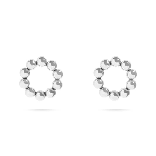 18K 15mm Stainless Steel Circle Ball Stud Earrings