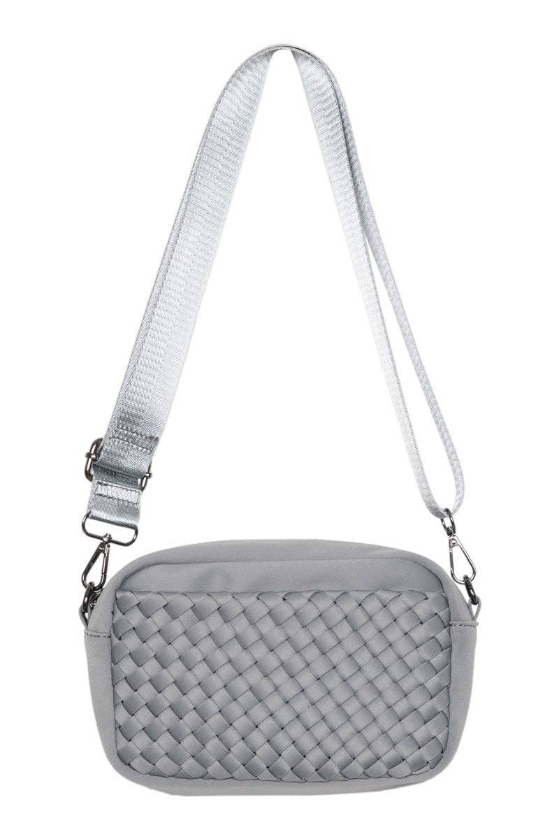 Gray Small Woven Crossbody Bag