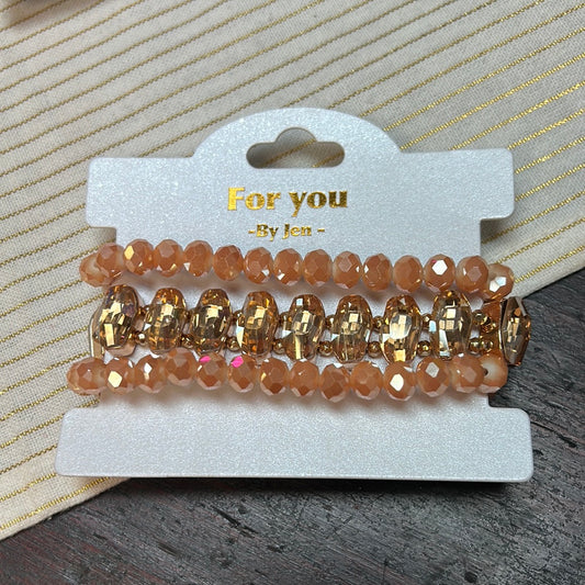 Peach 3 Stack Bracelet Set