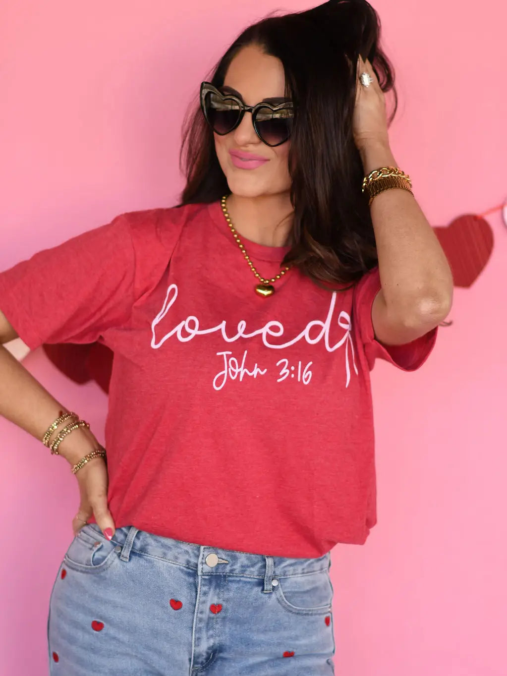 Loved John 3:16 Bow Valentine Tee