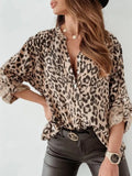 Leopard Print Single Breasted Cardigan Loose Shirt
