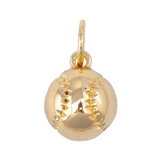 Gold Baseball Charm Shiny Gold
