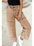 Acid Wash Barrell Fit Denim Smoke Pants