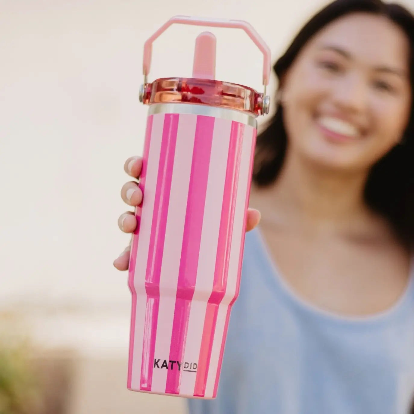 Pink Striped Cabana 30 oz Tumbler