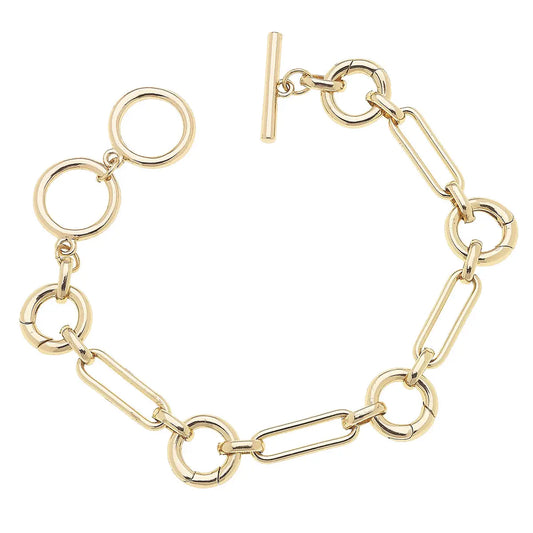 Bella Multi-Charm Toggle Gold Bracelet
