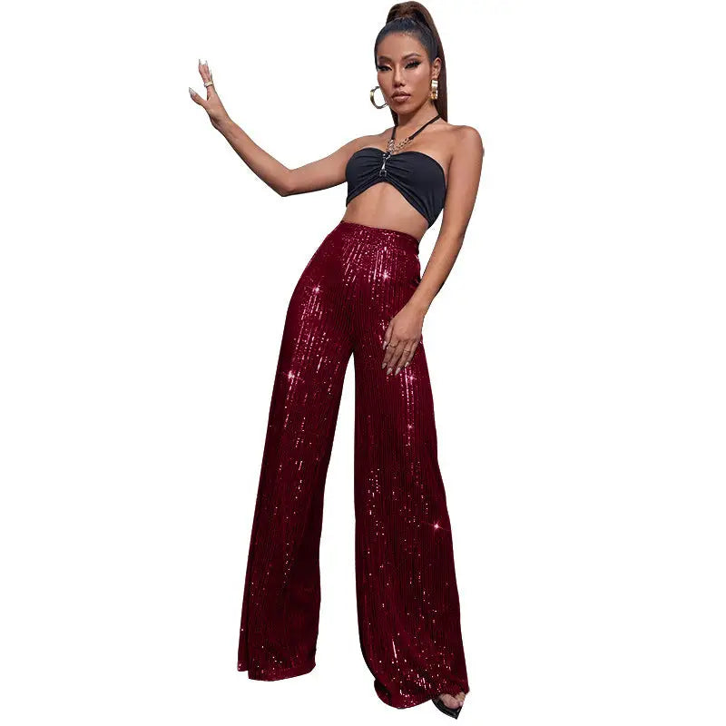 Maroon Glitter Sequin Long Pant