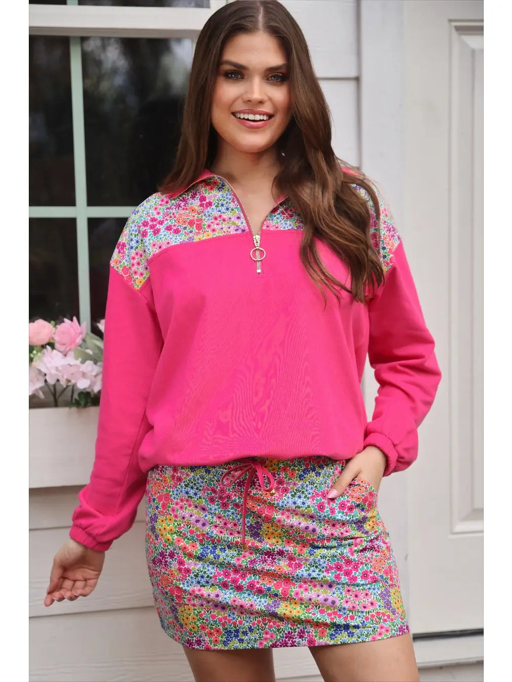 Falling For Florals Pink Mia Printed Pullover