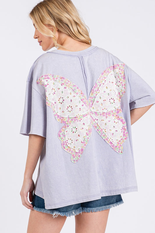 Butterfly Dreams Oversized Pocket Front T Shirt
